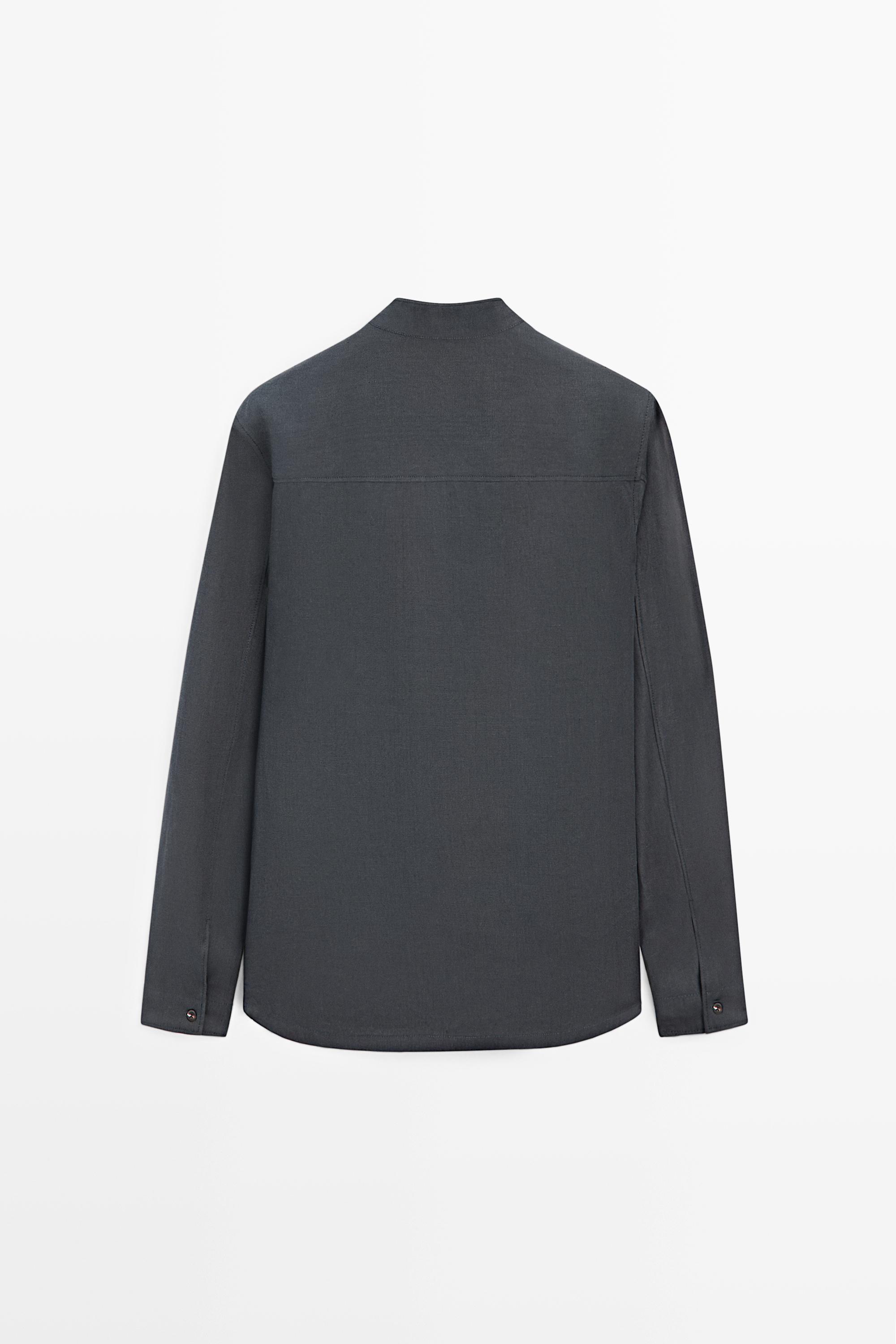 Linen button-up shirt with stand collar - LIMITED EDITION